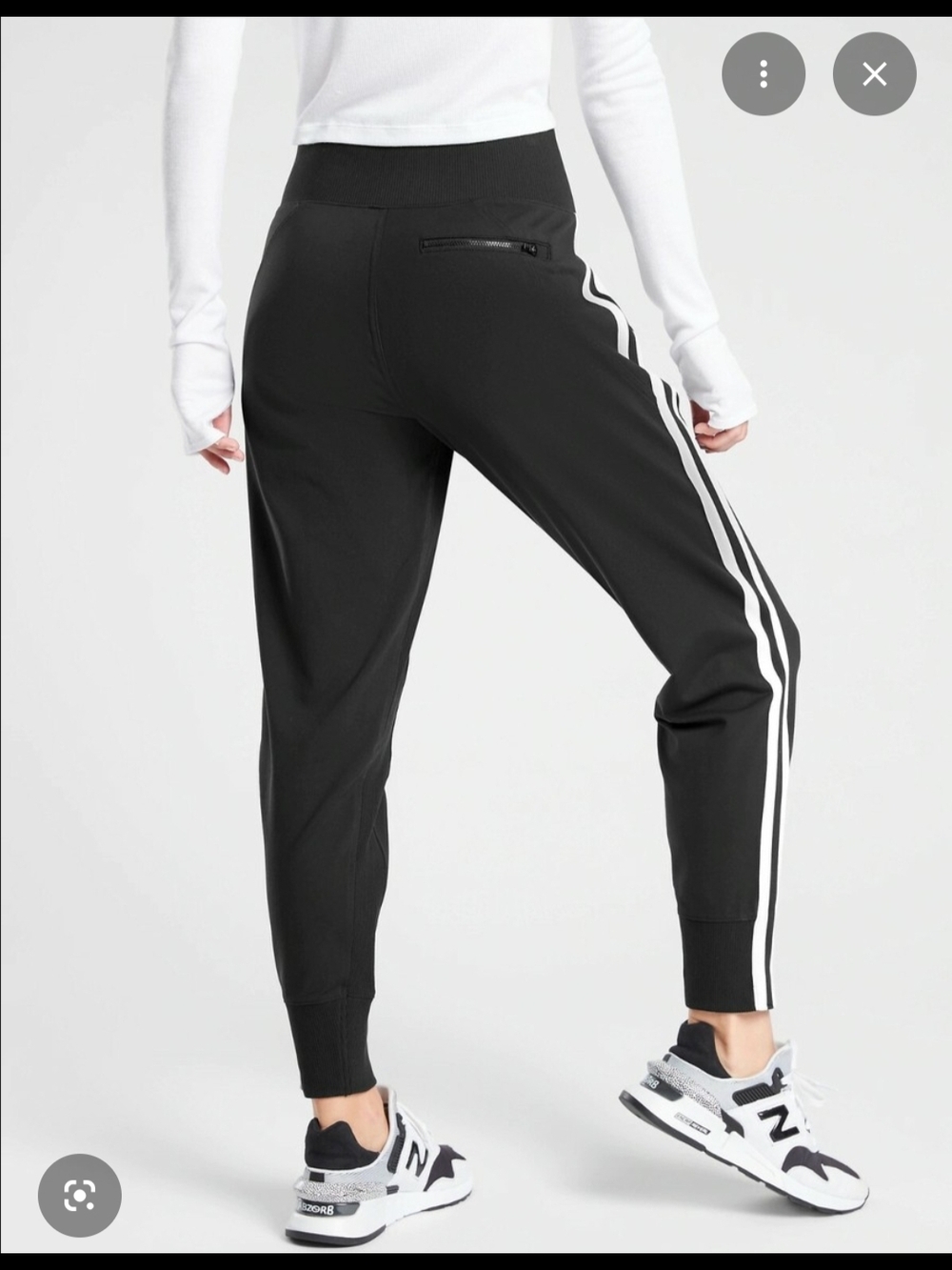 Athleta Venice Side Stripe Track Jogger Pants Womens M Black Athletic Retro - Picture 2 of 8